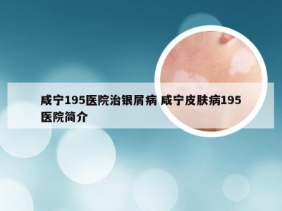 咸宁195医院治银屑病 咸宁皮肤病195医院简介