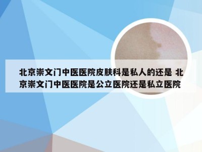 北京崇文门中医医院皮肤科是私人的还是 北京崇文门中医医院是公立医院还是私立医院