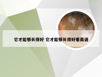 它才能够长得好 它才能够长得好看英语