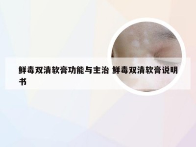 鲜毒双清软膏功能与主治 鲜毒双清软膏说明书