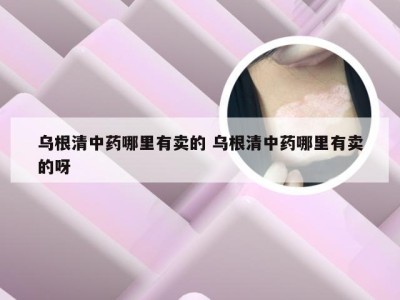 乌根清中药哪里有卖的 乌根清中药哪里有卖的呀